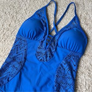 TiniBikini Swimwear Blue Lace One-Piece Swimsuit size Small  NWOT